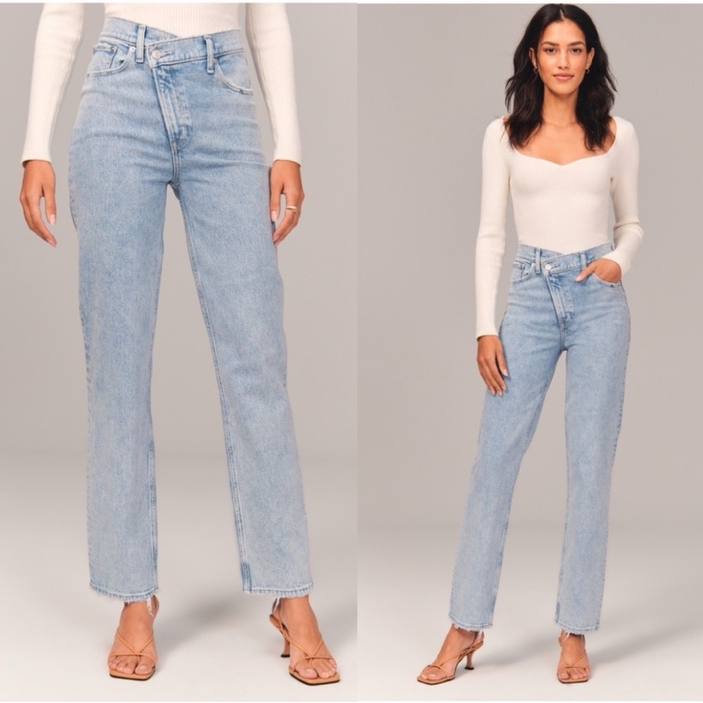 Abercrombie & Fitch The 90s Straight Ultra High Rise Jean, Criss-Cross Fly, 4S